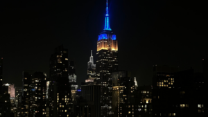 nighttime view of the empire state building in nyc