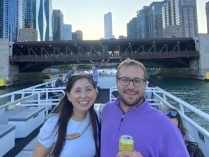 man and woman on a boat